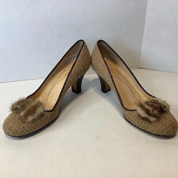 Kate Spade New York Neutrals Jute Boco Accents Tweed Pump Heel Shoes Size 7B - Picture 4 of 8